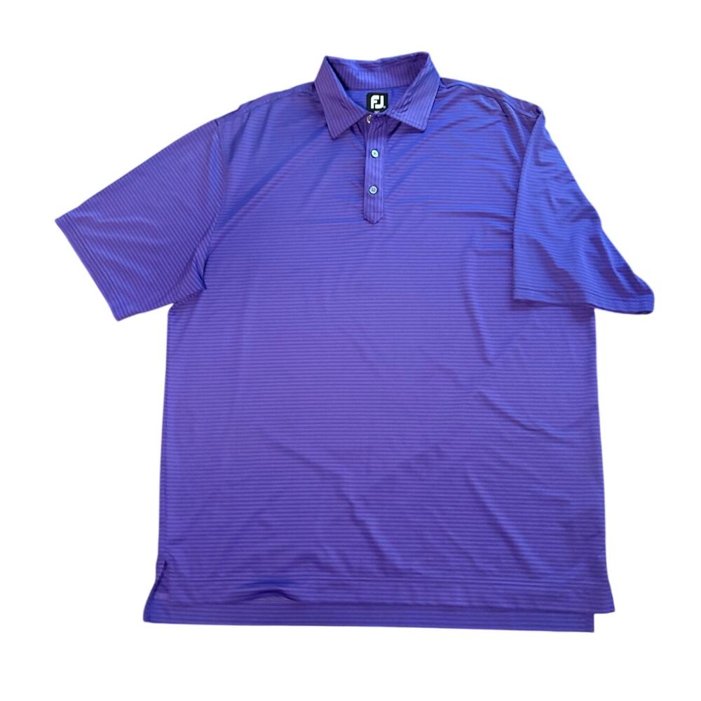 FootJoy Golf Polo Shirt Mens XL Purple Stripe Short Sleeve Performance FJ